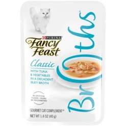 Fancy Feast Classic Broths with Tuna & Vegetables Supplemental Cat Food Pouches