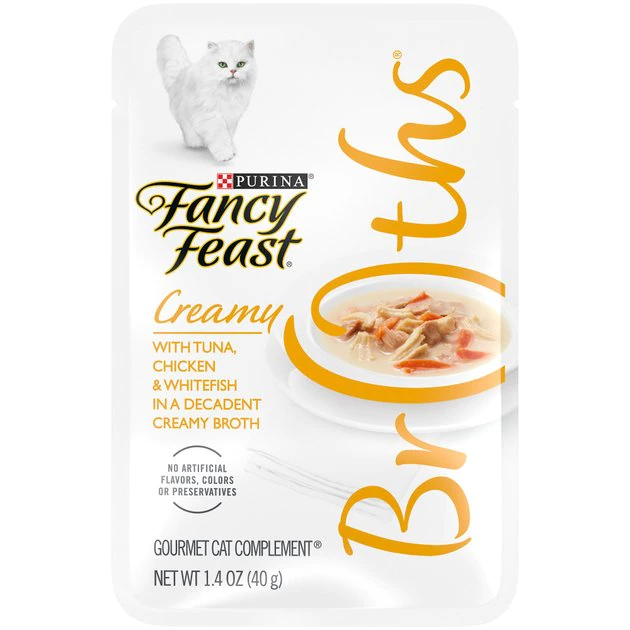 Fancy Feast Creamy Broths with Tuna, Chicken & Whitefish Supplemental Cat Food Pouches 3 Fancy Feast Creamy Broths with Tuna, Chicken & Whitefish Supplemental Cat Food Pouches