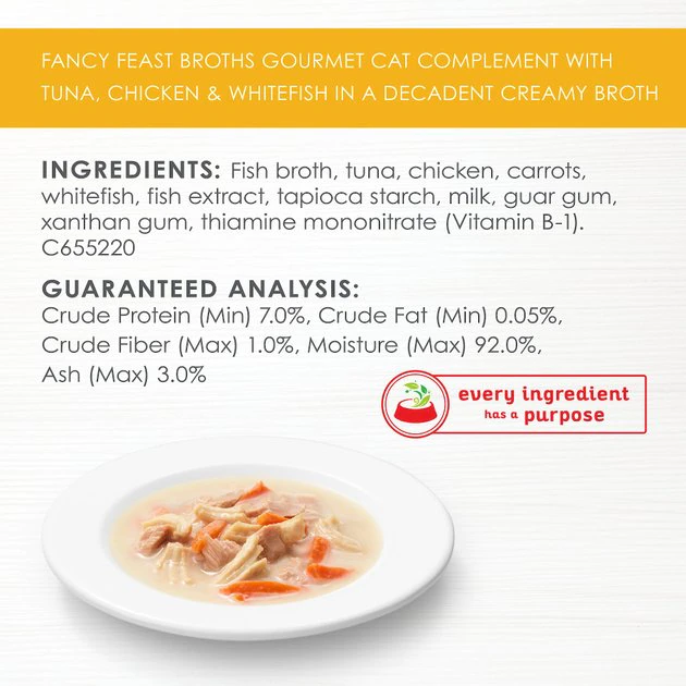 Fancy Feast Creamy Broths with Tuna, Chicken & Whitefish Supplemental Cat Food Pouches 7 Fancy Feast Creamy Broths with Tuna, Chicken & Whitefish Supplemental Cat Food Pouches - Image 5