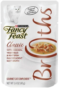 Fancy Feast Classic Broths with Chicken, Vegetables & Whitefish Supplemental Cat Food Pouches
