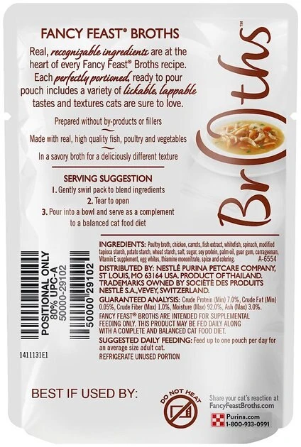 Fancy Feast Classic Broths with Chicken, Vegetables & Whitefish Supplemental Cat Food Pouches 4 Fancy Feast Classic Broths with Chicken, Vegetables & Whitefish Supplemental Cat Food Pouches - Image 2