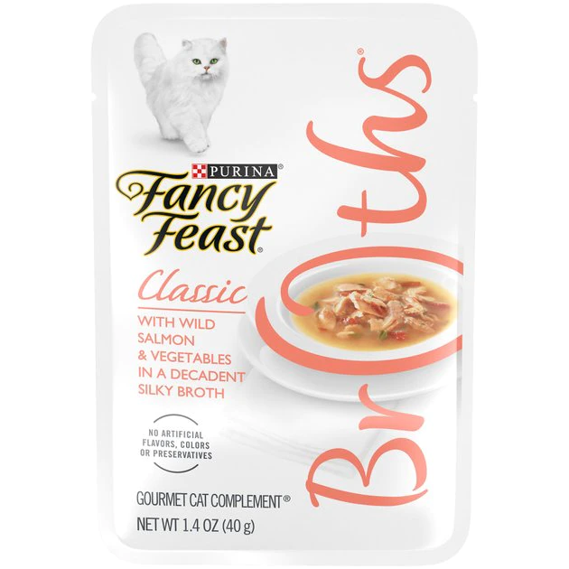 Fancy Feast Classic Broths with Wild Salmon & Vegetables Supplemental Cat Food Pouches 3 Fancy Feast Classic Broths with Wild Salmon & Vegetables Supplemental Cat Food Pouches