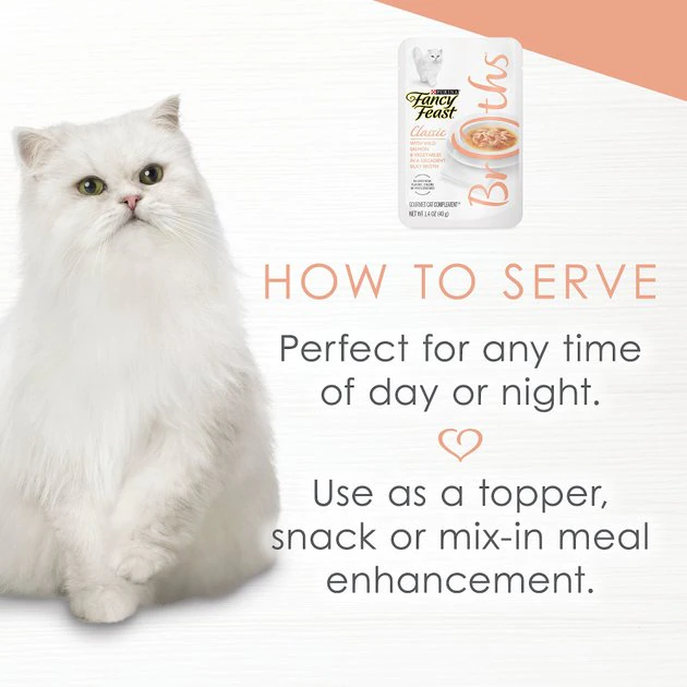 Fancy Feast Classic Broths with Wild Salmon & Vegetables Supplemental Cat Food Pouches 6 Fancy Feast Classic Broths with Wild Salmon & Vegetables Supplemental Cat Food Pouches - Image 4