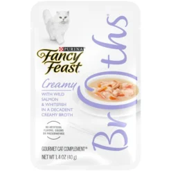 Fancy Feast Creamy Broths with Wild Salmon & Whitefish Supplemental Cat Food Pouches