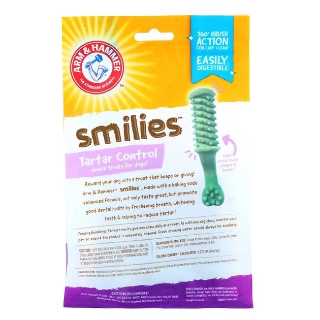 Arm & Hammer Smilies Tartar Control Medium Minto Flavor Dog Dental Chews 4 Arm & Hammer Smilies Tartar Control Medium Minto Flavor Dog Dental Chews - Image 2