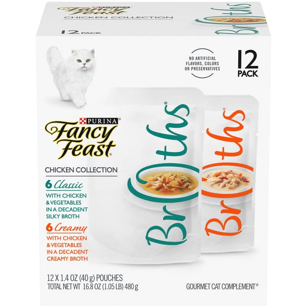 Fancy Feast Chicken Collection Broths Variety Pack Supplemental Cat Food Pouches 3 Fancy Feast Chicken Collection Broths Variety Pack Supplemental Cat Food Pouches