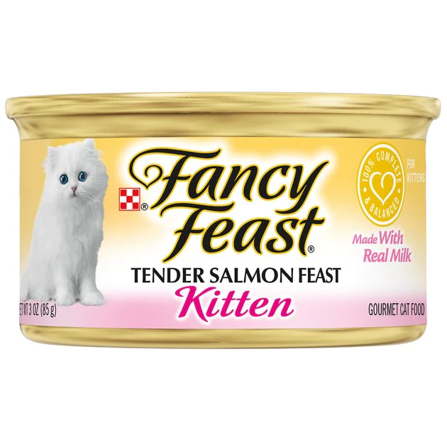 Fancy Feast Kitten Tender Salmon Feast Canned Cat Food 3 Fancy Feast Kitten Tender Salmon Feast Canned Cat Food