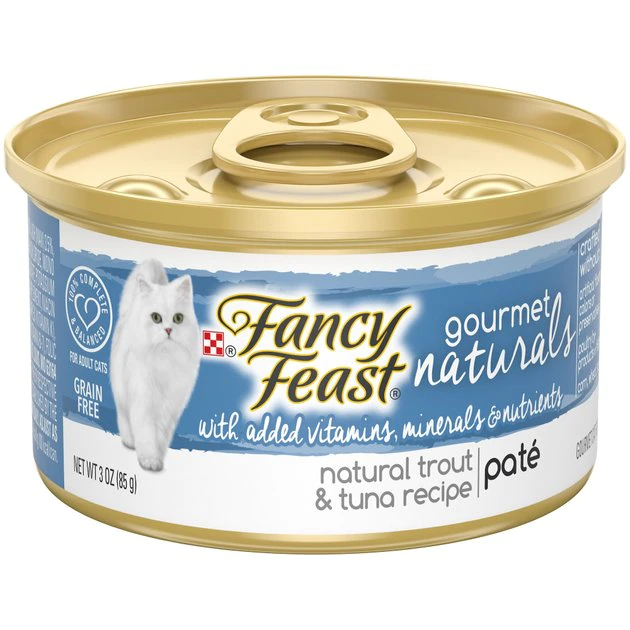 Fancy Feast Gourmet Naturals Trout & Tuna Recipe Pate Canned Cat Food 3 Fancy Feast Gourmet Naturals Trout & Tuna Recipe Pate Canned Cat Food