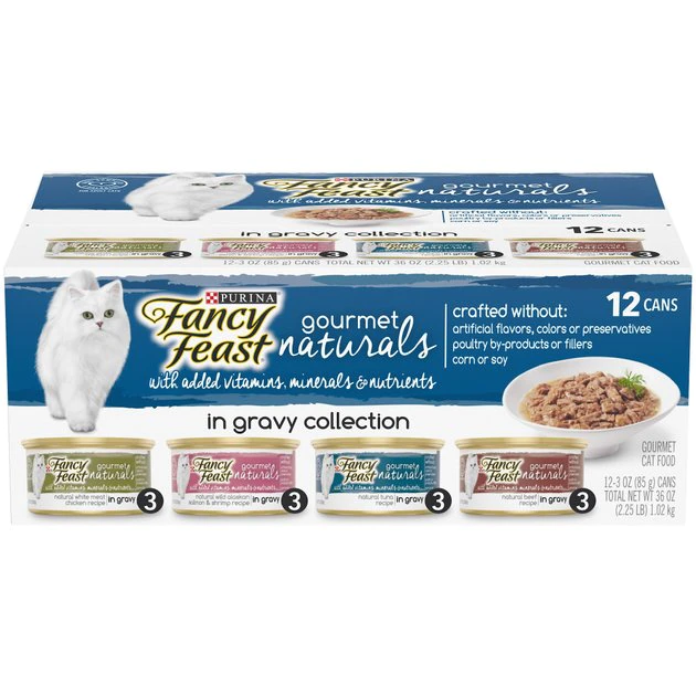 Fancy Feast Gourmet Naturals in Gravy Variety Pack Canned Cat Food 3 Fancy Feast Gourmet Naturals in Gravy Variety Pack Canned Cat Food