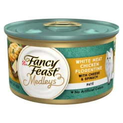 Fancy Feast Medleys White Meat Chicken Florentine with Cheese & Spinach Pate Canned Cat Food, 3-oz, case of 24
