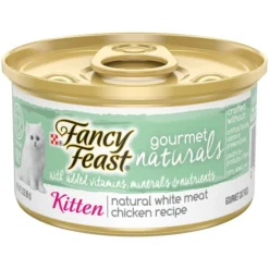Fancy Feast Gourmet Naturals White Meat Chicken Recipe Grain-Free Pate Kitten Canned Cat Food, 3-oz can, case of 12