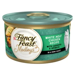 Fancy Feast Medleys White Meat Chicken Recipe with Garden Veggies in Sauce Marron Canned Cat Food, 3-oz can, case of 24