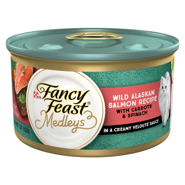 Fancy Feast Medleys Wild Alaskan Salmon Recipe with Garden Veggies in Sauce Canned Cat Food, 3-oz can, case of 24 3 Fancy Feast Medleys Wild Alaskan Salmon Recipe with Garden Veggies in Sauce Canned Cat Food, 3-oz can, case of 24