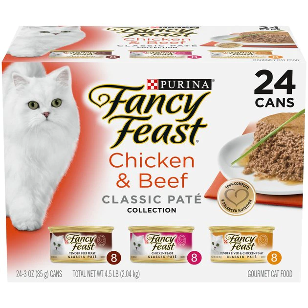 Fancy Feast Classic Collection Chicken & Beef Pate Variety Pack Canned Cat Food, 3-oz can, case of 24 3 Fancy Feast Classic Collection Chicken & Beef Pate Variety Pack Canned Cat Food, 3-oz can, case of 24