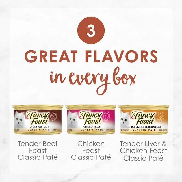 Fancy Feast Classic Collection Chicken & Beef Pate Variety Pack Canned Cat Food, 3-oz can, case of 24 4 Fancy Feast Classic Collection Chicken & Beef Pate Variety Pack Canned Cat Food, 3-oz can, case of 24 - Image 2