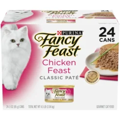 Fancy Feast Classic Pate Chicken Feast Grain-Free Pate Canned Cat Food, 3-oz can, case of 24