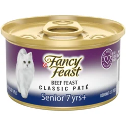 Fancy Feast Beef Feast Classic Pate Senior 7+ Canned Cat Food, 3-oz can, case of 24