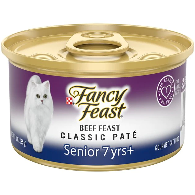 Fancy Feast Beef Feast Classic Pate Senior 7+ Canned Cat Food, 3-oz can, case of 24 3 Fancy Feast Beef Feast Classic Pate Senior 7+ Canned Cat Food, 3-oz can, case of 24