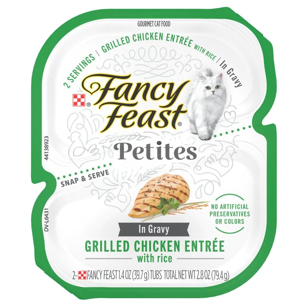 Fancy Feast Petites In Gravy Grilled Chicken with Rice Entree Wet Cat Food, 2.8-oz, case of 12 3 Fancy Feast Petites In Gravy Grilled Chicken with Rice Entree Wet Cat Food, 2.8-oz, case of 12