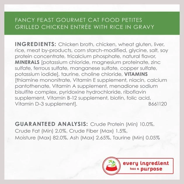Fancy Feast Petites In Gravy Grilled Chicken with Rice Entree Wet Cat Food, 2.8-oz, case of 12 7 Fancy Feast Petites In Gravy Grilled Chicken with Rice Entree Wet Cat Food, 2.8-oz, case of 12 - Image 5
