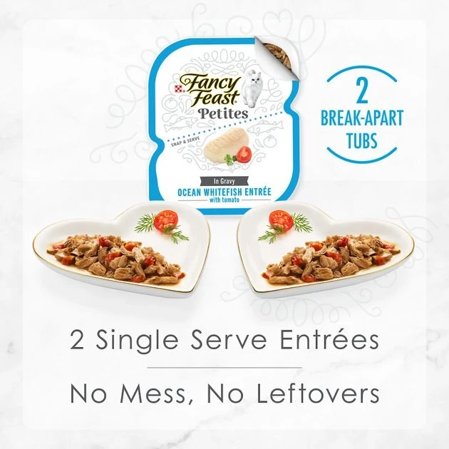 Fancy Feast Petites In Gravy Ocean Whitefish with Tomato Entree Grain-Free Wet Cat Food, 2.8-oz, case of 12 5 Fancy Feast Petites In Gravy Ocean Whitefish with Tomato Entree Grain-Free Wet Cat Food, 2.8-oz, case of 12 - Image 3