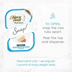 Fancy Feast Petites In Gravy Ocean Whitefish with Tomato Entree Grain-Free Wet Cat Food, 2.8-oz, case of 12 19 Fancy Feast Petites In Gravy Ocean Whitefish with Tomato Entree Grain-Free Wet Cat Food, 2.8-oz, case of 12 -FANCY FEAST Sales 265546 PT8. SY630 V1647907056