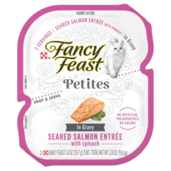 Fancy Feast Petites In Gravy Seared Salmon With Spinach Entrée Wet Cat Food, 2.8-oz, case of 12