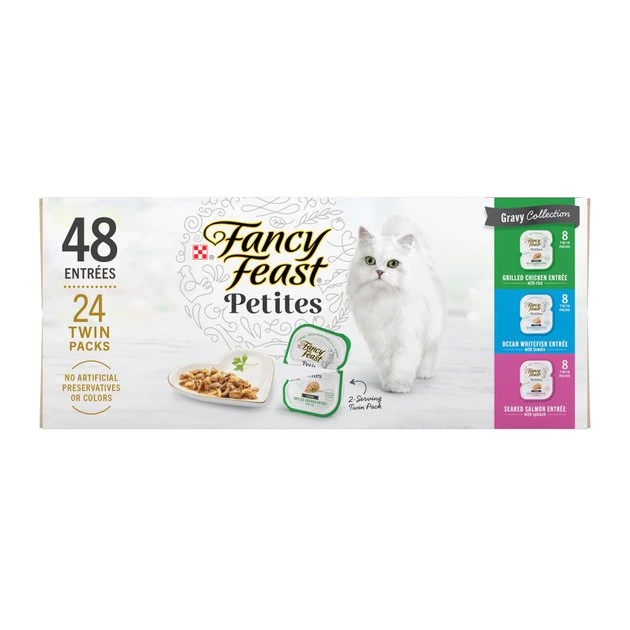 Fancy Feast Gourmet Petites Gravy Collection Variety Pack Wet Cat Food, 2.8-oz tray, case of 24 3 Fancy Feast Gourmet Petites Gravy Collection Variety Pack Wet Cat Food, 2.8-oz tray, case of 24