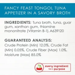 Fancy Feast Appetizers Grain-Free Flaked Tongol Tuna Appertizer in Savory Broth Wet Cat Food, 1.1-oz tray, case of 10 14 Fancy Feast Appetizers Grain-Free Flaked Tongol Tuna Appertizer in Savory Broth Wet Cat Food, 1.1-oz tray, case of 10 -FANCY FEAST Sales 285077 PT4. SY630 V1618965739