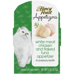 Fancy Feast Appetizers Grain-Free White Meat Chicken & Flaked Tuna Appetizer in Savory Broth Wet Cat Food, 1.1-oz tray, case of 10