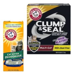Arm & Hammer Litter Litter Deodorizer Powder, 30-oz box + Clump & Seal Multi-Cat Scented Clumping Clay Cat Litter
