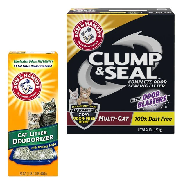 Arm & Hammer Litter Litter Deodorizer Powder, 30-oz box + Clump & Seal Multi-Cat Scented Clumping Clay Cat Litter 3 Arm & Hammer Litter Litter Deodorizer Powder, 30-oz box + Clump & Seal Multi-Cat Scented Clumping Clay Cat Litter