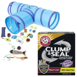 Frisco||Arm & Hammer Litter Frisco Plush, Teaser, Ball & Tri-Tunnel Toy with Catnip + Arm & Hammer Litter Clump & Seal Multi-Cat Scented Clumping Clay Cat Litter