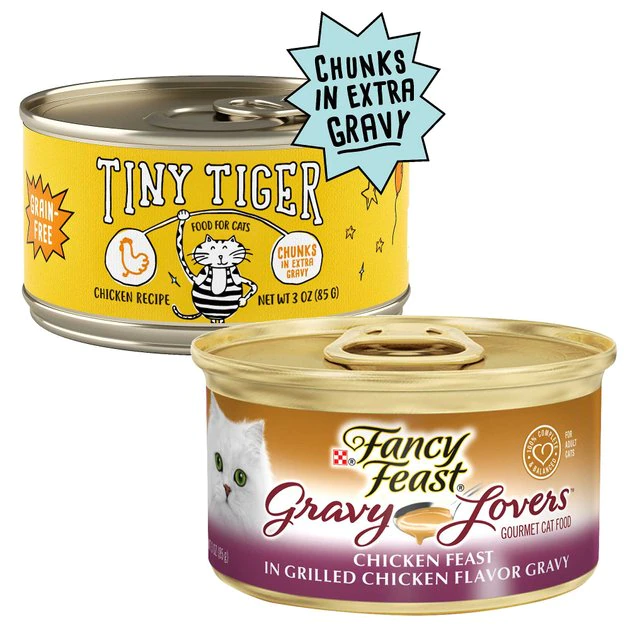Tiny Tiger||Fancy Feast Tiny Tiger Chunks in EXTRA Gravy Chicken Recipe Grain-Free Canned Food + Fancy Feast Gravy Lovers Chicken Feast in Grilled Chicken Flavor Gravy Canned Cat Food 3 Tiny Tiger||Fancy Feast Tiny Tiger Chunks in EXTRA Gravy Chicken Recipe Grain-Free Canned Food + Fancy Feast Gravy Lovers Chicken Feast in Grilled Chicken Flavor Gravy Canned Cat Food
