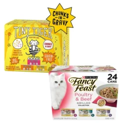 Tiny Tiger||Fancy Feast Tiny Tiger Chunks in Gravy Beef & Poultry Recipes Grain-Free Canned Food + Fancy Feast Grilled Poultry & Beef Feast Canned Cat Food