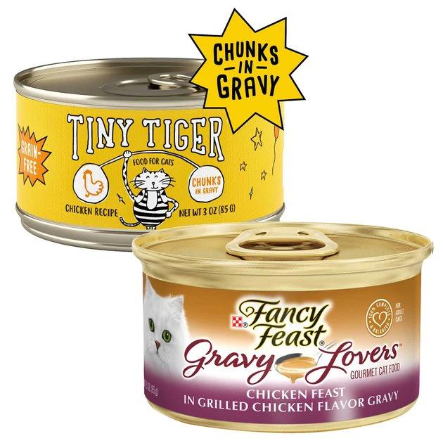 Tiny Tiger||Fancy Feast Tiny Tiger Chunks in Gravy Chicken Recipe Grain-Free Canned Food + Fancy Feast Gravy Lovers Chicken Feast in Grilled Chicken Flavor Gravy Canned Cat Food 3 Tiny Tiger||Fancy Feast Tiny Tiger Chunks in Gravy Chicken Recipe Grain-Free Canned Food + Fancy Feast Gravy Lovers Chicken Feast in Grilled Chicken Flavor Gravy Canned Cat Food