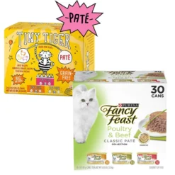 Tiny Tiger||Fancy Feast Tiny Tiger Pate Beef & Poultry Recipes Grain-Free Canned Food + Fancy Feast Classic Poultry & Beef Feast Canned Cat Food