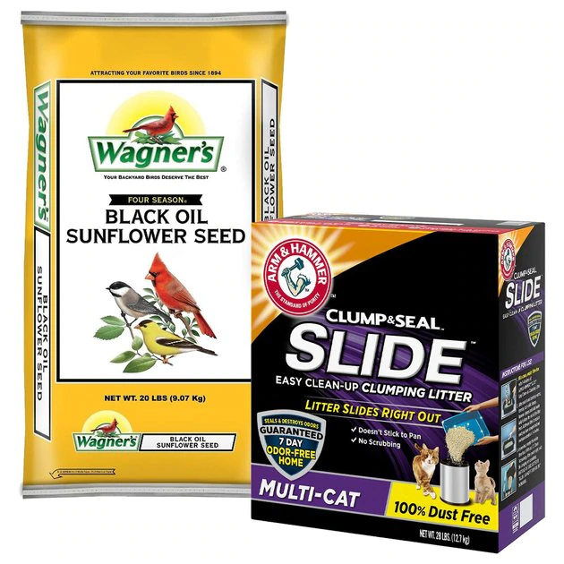 Wagner's||Arm & Hammer Litter Wagner's Four Season 100% Black Oil Sunflower Seed Wild Bird Food + Arm & Hammer Litter Slide Multi-Cat Scented Clumping Clay Cat Litter 1 Wagner's||Arm & Hammer Litter Wagner's Four Season 100% Black Oil Sunflower Seed Wild Bird Food + Arm & Hammer Litter Slide Multi-Cat Scented Clumping Clay Cat Litter