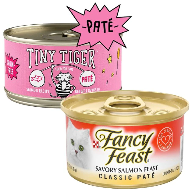 Tiny Tiger||Fancy Feast Tiny Tiger Pate Salmon Recipe Grain-Free Canned Food + Fancy Feast Classic Savory Salmon Feast Canned Cat Food 3 Tiny Tiger||Fancy Feast Tiny Tiger Pate Salmon Recipe Grain-Free Canned Food + Fancy Feast Classic Savory Salmon Feast Canned Cat Food