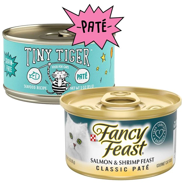 Tiny Tiger||Fancy Feast Tiny Tiger Pate Seafood Recipe Grain-Free Canned Cat Food, 3-oz, case of 24 + Fancy Feast Classic Salmon & Shrimp Feast Canned Cat Food, 3-oz, case of 24 3 Tiny Tiger||Fancy Feast Tiny Tiger Pate Seafood Recipe Grain-Free Canned Cat Food, 3-oz, case of 24 + Fancy Feast Classic Salmon & Shrimp Feast Canned Cat Food, 3-oz, case of 24
