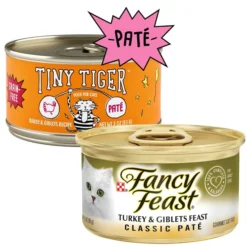 Tiny Tiger||Fancy Feast Tiny Tiger Pate Turkey and Giblets Recipe Grain-Free Canned Cat Food, 3-oz, case of 24 + Fancy Feast Classic Turkey & Giblets Feast Canned Cat Food, 3-oz, case of 24