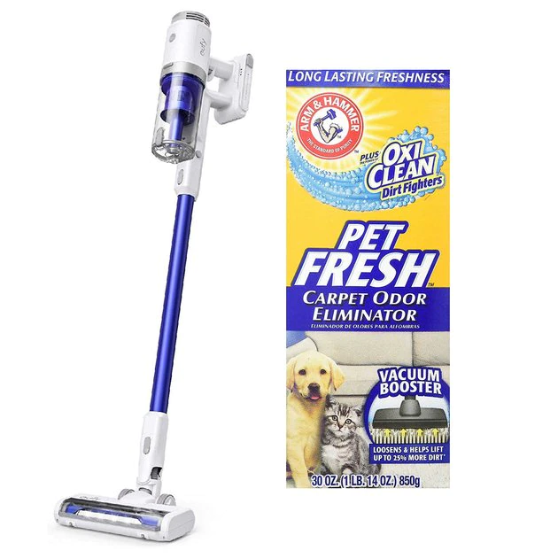 Eufy||Arm & Hammer Litter Eufy Anker HomeVac S11 Reach Handstick Vacuum, White + Arm & Hammer Litter Carpet & Room Pet Fresh Carpet Odor Eliminator 3 Eufy||Arm & Hammer Litter Eufy Anker HomeVac S11 Reach Handstick Vacuum, White + Arm & Hammer Litter Carpet & Room Pet Fresh Carpet Odor Eliminator