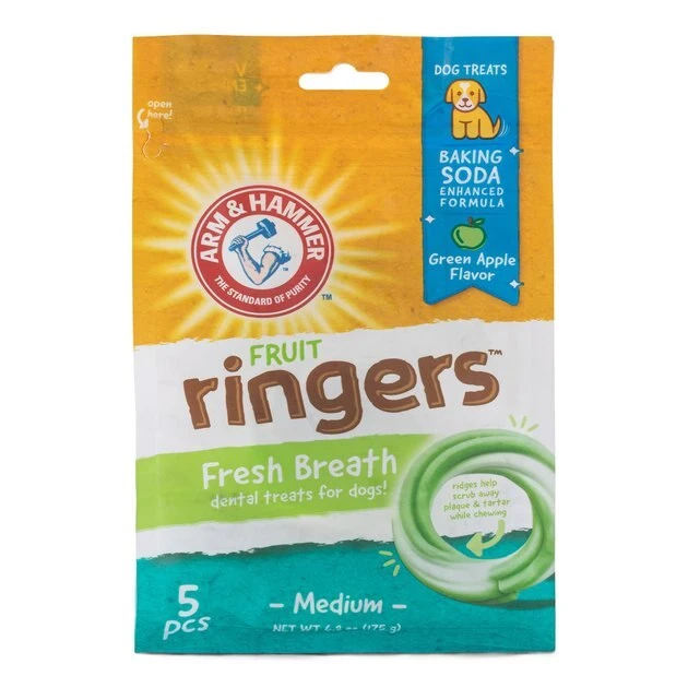 Arm & Hammer Fruit Ringers Fresh Breath Medium Green Apple Flavor Dog Dental Chews 4 Arm & Hammer Fruit Ringers Fresh Breath Medium Green Apple Flavor Dog Dental Chews - Image 2
