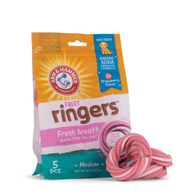 Arm & Hammer Fruit Ringers Fresh Breath Medium Strawberry Flavor Dog Dental Chews 3 Arm & Hammer Fruit Ringers Fresh Breath Medium Strawberry Flavor Dog Dental Chews