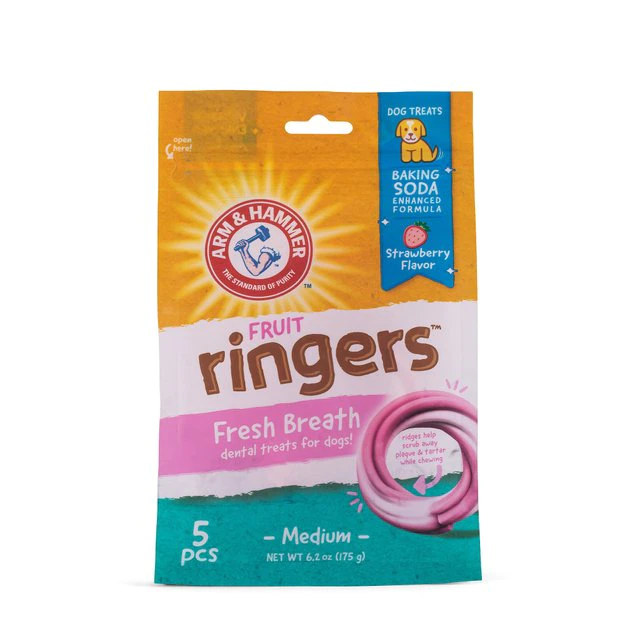 Arm & Hammer Fruit Ringers Fresh Breath Medium Strawberry Flavor Dog Dental Chews 4 Arm & Hammer Fruit Ringers Fresh Breath Medium Strawberry Flavor Dog Dental Chews - Image 2