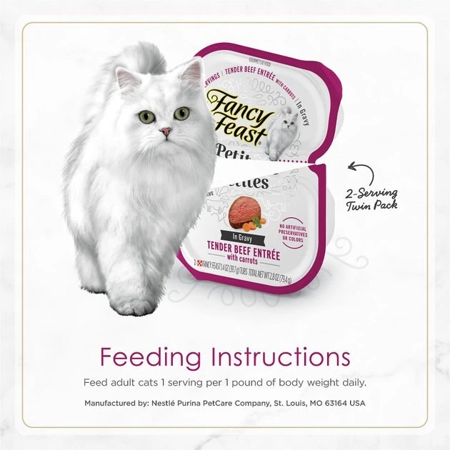 Fancy Feast Gourmet Gravy Petites Tender Beef With Carrots Entrée Wet Cat Food, 2.8-oz tub, case of 12 10 Fancy Feast Gourmet Gravy Petites Tender Beef With Carrots Entrée Wet Cat Food, 2.8-oz tub, case of 12 - Image 8