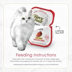 Fancy Feast Gourmet Pate Petites Tender Beef Entree Wet Cat Food, 2.8-oz tub, case of 12 -FANCY FEAST Sales 358573 PT7. SY630 V1649699496