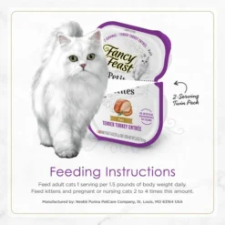 Fancy Feast Gourmet Pate Petites Tender Turkey Entree Wet Cat Food, 2.8-oz tub, case of 12 -FANCY FEAST Sales 358575 PT7. SY630 V1649699509