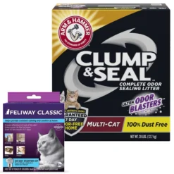 Feliway||Arm & Hammer Litter Feliway Classic 30 Day Starter Kit Calming Diffuser for Cats + Arm & Hammer Litter Clump & Seal Multi-Cat Scented Clumping Clay Litter