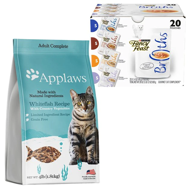 Applaws||Fancy Feast Applaws Dry Cat Whitefish + Fancy Feast Classic Collection Broths Variety Pack Complement Food 3 Applaws||Fancy Feast Applaws Dry Cat Whitefish + Fancy Feast Classic Collection Broths Variety Pack Complement Food